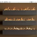 Modern Wall Mounted Gray Fireplaces With Burning Flames On Brown Wall