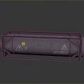 Industrial Cylindrical Tank With Metal Frame And Radioactive Warning Signs