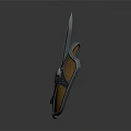 Medieval Silver Sword With Orange Hilt And Ornate Orange Shield Design