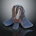 Protective Kendo Helmet Sports Equipment with Grill Mask and Blue Neck Guard