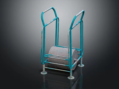 Outdoor Blue Metal Frame Playground Equipment With Central Gray Roller Structure 3d model