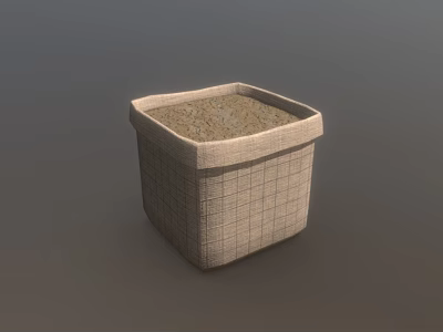 Woven Square Gardening Basket Filled With Natural Ground Cover Organic Mulch Material 3d model