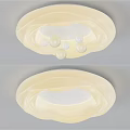 Elegant Modern Cream Colored Circular Ceiling Light With Wavy Surface And Pearl Beads 3d model