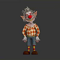 Cute Clown Character With White Hair Red Nose And Argyle Shirt