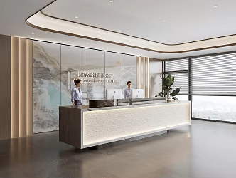 Modern Company Reception Area Bar Reception Desk 3d model