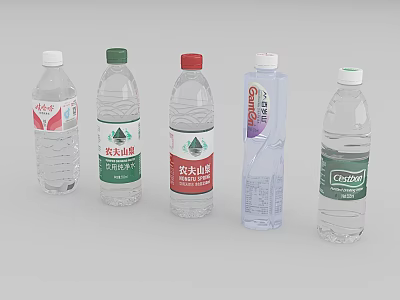 Pantry with Assorted Bottled Water Brands for Refreshment and Hydration Needs 3d model