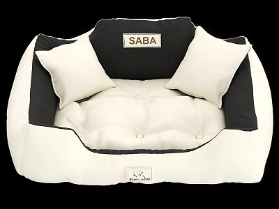 Comfortable White And Black Sofa Bed With Soft Pillows And SABA Label 3d model