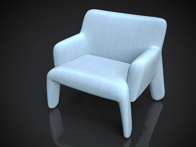 Light Blue Modern Accent Chair Upholstered In Fabric With Curved Armrests And Legs 3d model