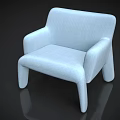 Light Blue Modern Accent Chair Upholstered In Fabric With Curved Armrests And Legs