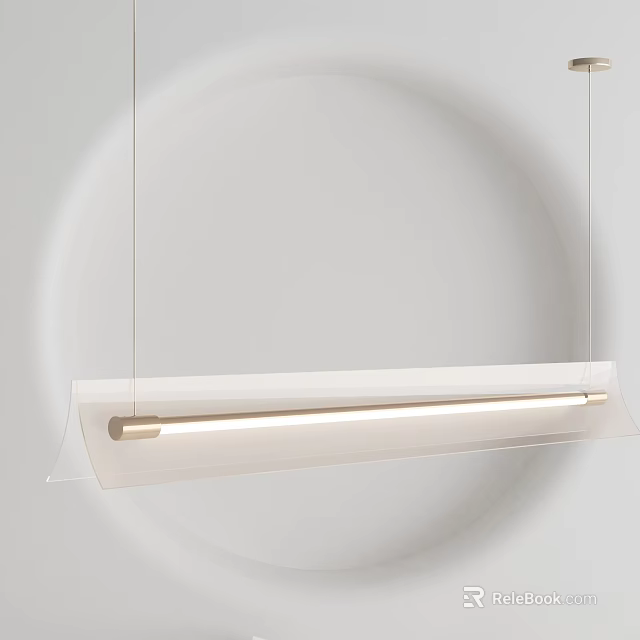 Contemporary Linear Pendant Light With Acrylic Shade And Gold Metal Accent For Bright Living Space 3d model 