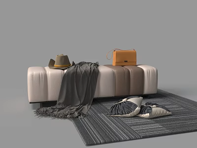 Leather Shoe Changing Stool Women's Bag Hat Pillow 3d model