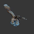 Other Detailed Eagle Sculpture With Spread Wings Green Eyes And Rock Base