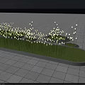 Illuminated Flowers In Night Garden With Green Lawn And Circular Turf Areas