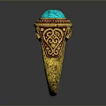 Elegant Vintage Gold Ring Featuring Blue Gemstone And Intricate Carved Patterns