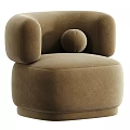 Light Brown Velvet Single Sofa With Round Armrest And Small Ball Decoration Modern Minimalist