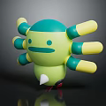 Colorful Cartoon Shaped Furniture Stool With Green Yellow Arms And Red Feet