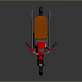 Red Motorcycle With Orange Seat Yellow Headlight Black Tires And Silver Frame