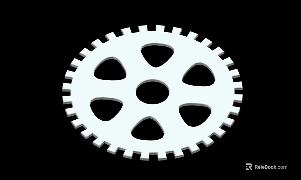 White Gear Illustration On Black Background With Mechanical Design Elements 3d model 