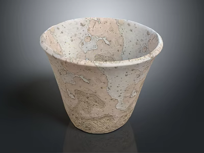 Rustic Textured Garden Flower Pot With Natural Stone Pattern And Earthy Tone 3d model