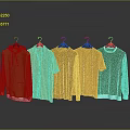 Hanging Orange Clothing With Various Styles Including Hoodie Striped Shirt And T Shirts