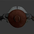 Adventurous Fantasy Character In Metal Armor Long Coat With Wide Brimmed Hat And Leather Attire