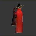 Three Red Fire Extinguishers with Yellow Nozzles on Black Reflective Surface