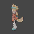 3D Game Character With Brown Hair Blue Goggles Red Top And White Gloves