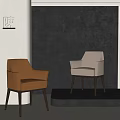 Modern Brown And White Leather Dining Chairs With Armrests In Display Setting 3d model