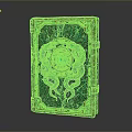 Ancient Mystic Book With Green Cover Golden Border Coiled Snake Motifs And Circular Emblem