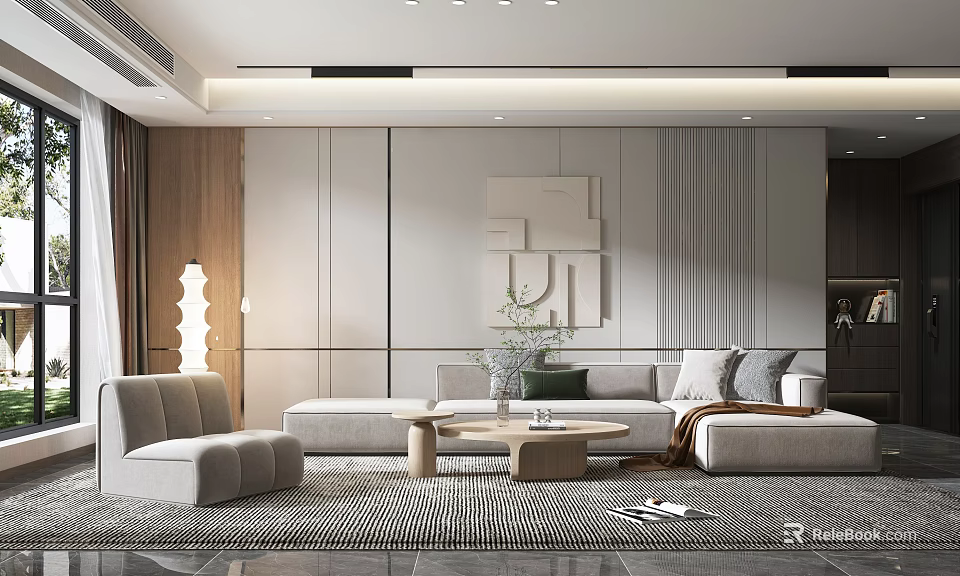 Modern Minimalist Living Room With Sofa And Coffee Table 3d model