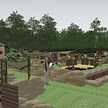 Wolf Warrior Outdoor Expansion Area Featuring Camouflage Tent Sandbag Bunkers Trees And Watchtower