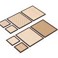 Square Mats With Various Sizes And Different Woven Patterns In Beige And Brown 3d model