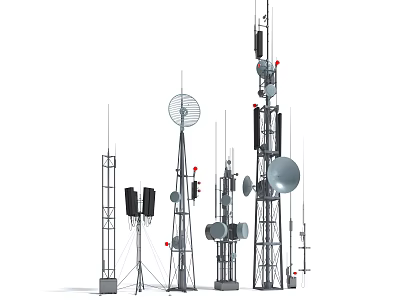 Public Communication Towers With Various Antennas Satellite Dishes And Metal Structures 3d model