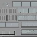 Multiple Modern Balustrade Designs With Metal Frames And Glass Panels For Interior Spaces 3d model