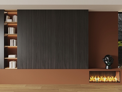 Backwall Fireplace Bookcase 3d model