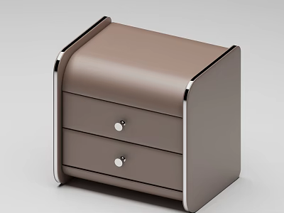 Modern Brown Entryway Side Cabinet With Sleek Design Two Drawers Silver Knobs And Trim 3d model