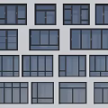 Multiple Modern Window Styles With Black Frames And Clear Glass Panels 3d model