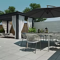 Modern White Two Story Detached Villa With Black Garage Door Green Plants And Iron Gate