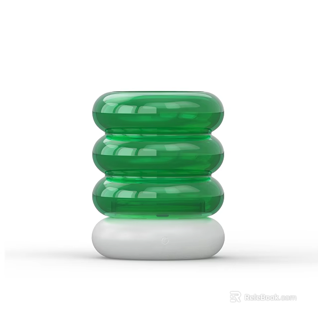 Modern Green Unique Shaped Table Lamp With Stacked Ring Structure And White Base 3d model 