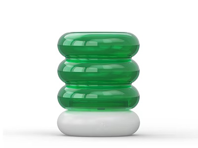 Modern Green Unique Shaped Table Lamp With Stacked Ring Structure And White Base 3d model