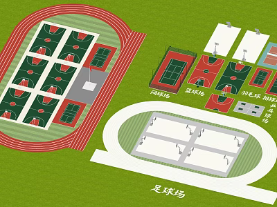 Spacious Basketball Gymnasium Facility With Multiple Courts Hoops And Lighting Systems 3d model