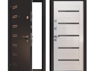 Modern Security Doors with Dark and White Designs Striped Patterns and Secure Locks 3d model