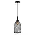 Modern Black Mesh Diamond Pattern Bottle Shaped Pendant Light with Illuminated Bulb 3d model
