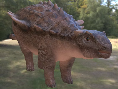 Prehistoric Reptile With Scaly Armor Back Spikes And Robust Body In Natural Woodland Habitat 3d model