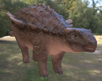Prehistoric Reptile With Scaly Armor Back Spikes And Robust Body In Natural Woodland Habitat 3d model