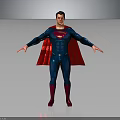 Superman Character in Blue Bodysuit Red Cape and S Logo Standing with Arms Outstretched
