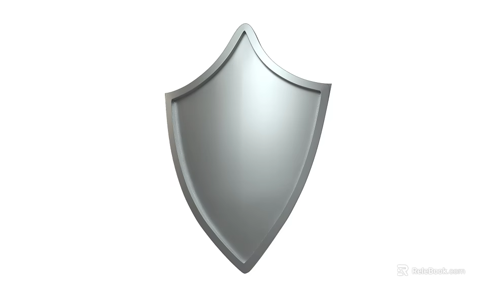 Silver Metallic Shield 3D Rendering With Smooth Surface And Glossy Finish 3d model 