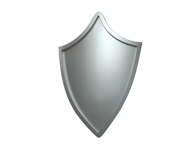 Silver Metallic Shield 3D Rendering With Smooth Surface And Glossy Finish 3d model