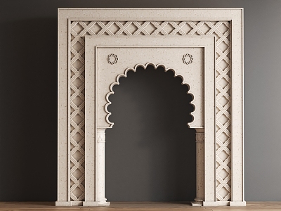 European-style carved door arch pass pillar door opening 3d model