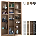Multi Colored Decorative Cabinets With Shelves Holding Vases Bowls And Home Decor Items